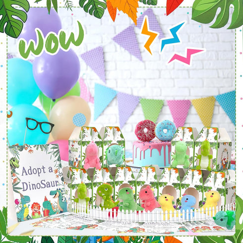 Gaiaring 38 12 12 12 1 1 Pcs Adopt a Dinosaur Pet Party Favors Include Mini Dinosaur Stuffed Animals Foldable Boxes