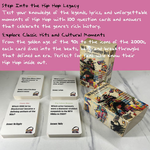 90s 2000s Music Trivia Card Game, Adult Game Night and Fun Family Party Quiz for Music Lovers, and Hip Hop and R&B