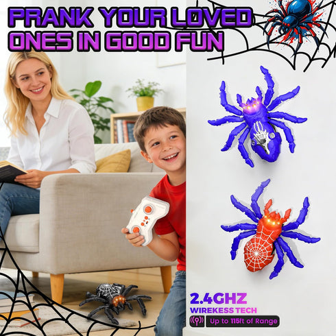 360Rotating 3-12 Wall Climbing Spider, Remote Control Robot Toys, Climbing Walls & Ceilings, RC Stunt Crawler with LED
