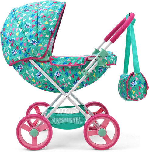 Baby Alive: Deluxe Classic Doll Pram - Green, Pink, Hearts, Accessory for Dolls Up to 18", Kids Toy