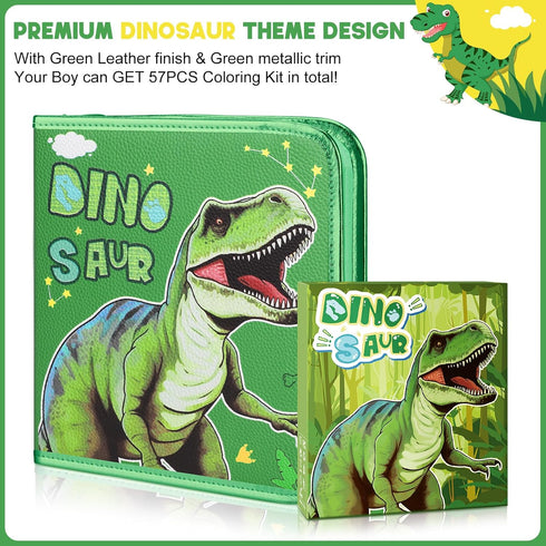 Set 57Pcs 4-6-8, 5,7,Gel Fruit Scented Markers with Glitter Dinosaur Pencil Case & Stationery, Art Supplies for Kids