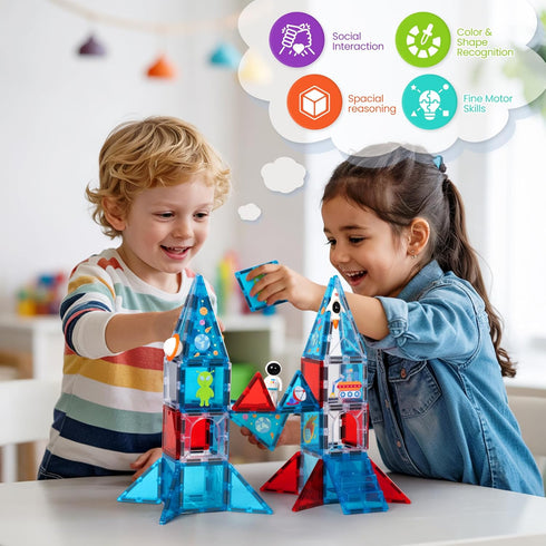 Set, 4-8, 3 4 5 6 7 8 cossy Magnetic Tiles Space Magnet Tiles with Astronaut, Magnetic Tiles for Kids Ages STEM Toys