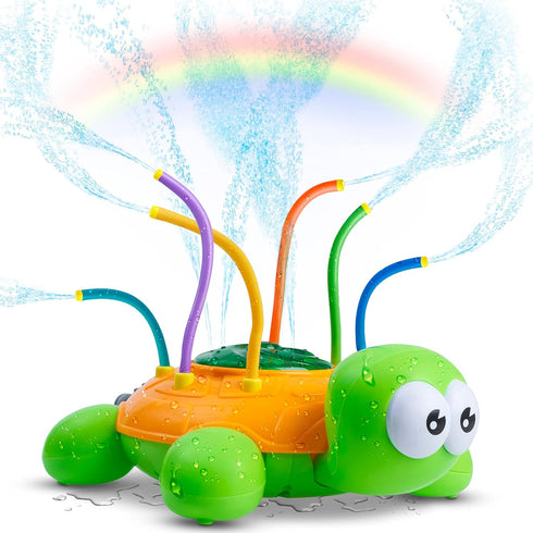 Chuchik Water Sprinkler for Kids - Backyard Spinning Turtle Toy, Summer Splashing Fun, Attaches to Garden Hose