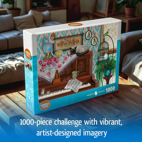 1000 Wonder Forge Piano Cat Piece Jigsaw Puzzle for Adults | Unique, Perfectly-Fitting Pieces | Fun, Vibrant Imagery |