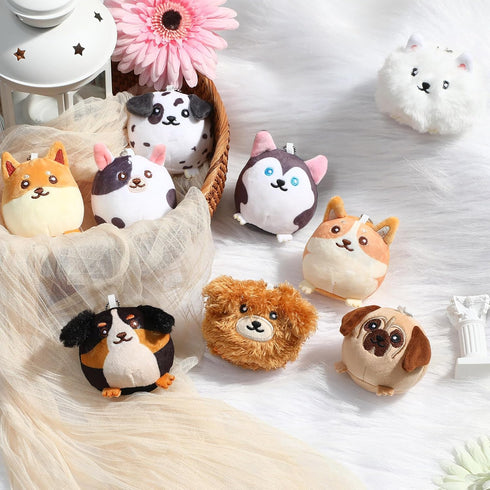 18 3.15 Inch Set Halloscume Pcs Mini Stuffed Animals Bulk Small Plush Cat Puppy Kitten Dog Toys Keychains for Easter