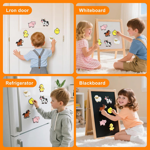 1-3, Refrigerator Magnets for Kids, Large Cute Farm Animals Fridge Magnets for Toddlers Soft Full Back Magnet