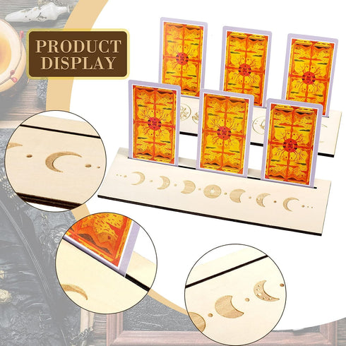 Blulu Wooden Tarot Card Stand Holder - 4 Pcs Moon Phase Altar Stand for Lenormand Oracle, Elegant Style
