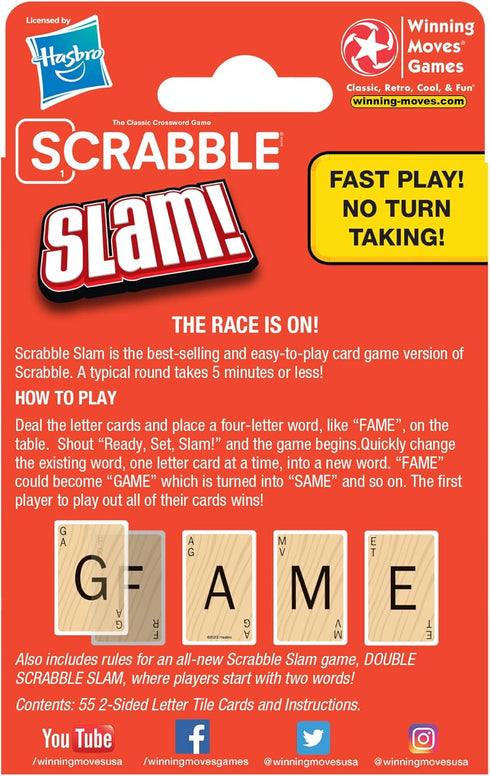 Winning Moves Games Scrabble Slam, Fast-Paced Card Game Version of Scrabble for 2 to 4 Players