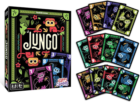 2-5 8+ Happy Camper - Jungo | A Simple Card Game of Not-so-Simple Choices | Perfect for Travel, Camping, Family Game