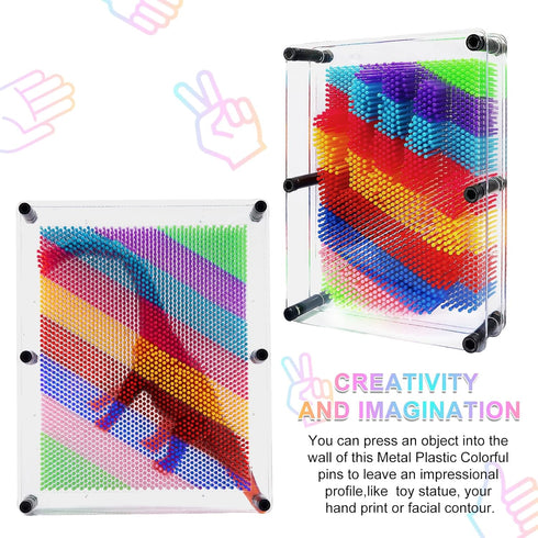 Hsxfl Classic 3D Pin Art Board Toy - 8in x 6in Large Size for Kids, Sensory Fidget Birthday Gifts