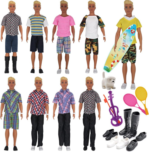 EuTengHao 25Pcs Doll Clothes for 12 Inch Boy Dolls - Includes 16 Different Wear Clothes and Accessories