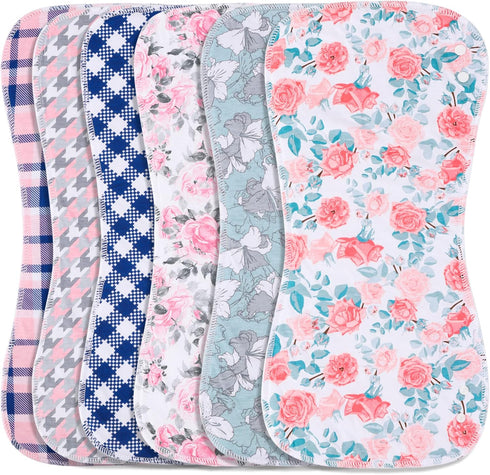 2-in-1 Burp Cloths and Baby Bibs - 6 Pack Large Super Absorbent