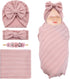 Cinaci 4pcs Dusty Pink Soft Nursery Newborn Baby Receiving Swaddle Blanket with