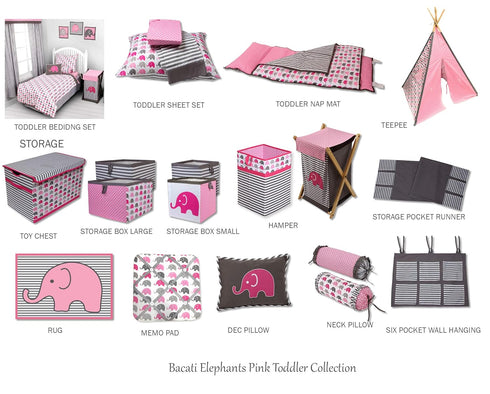 Bacati - Elephants Pink/Grey Mini Changing Pad Cover