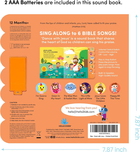 6 Dance with Jesus Christian Sound Books for Kids - Bible Songs for Toddlers Christian Gifts for Kids - Baby Bible