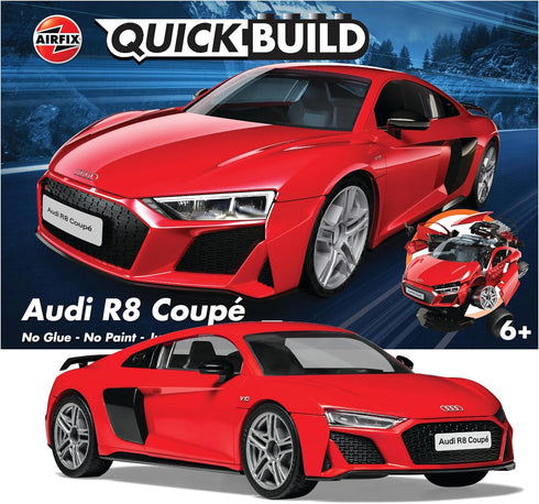 Airfix J6049 Quickbuild Audi R8 Coupe Plastic Model Car Kit, Easy Assembly Snap Together for Adults & Kids