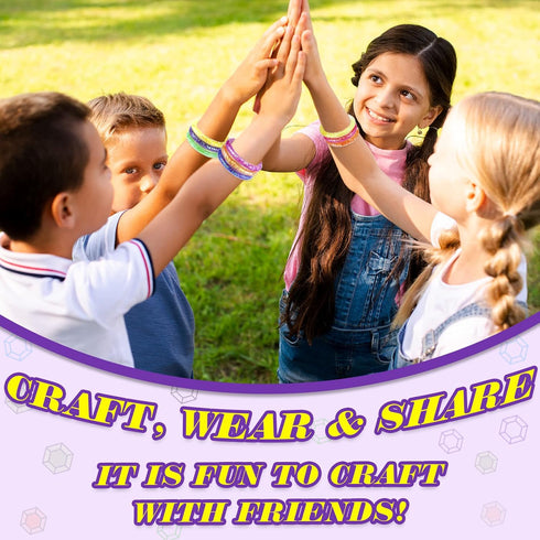 HAPMARS Make Your Own Glitter Water Bracelets Craft Kit, Gem Art Bracelet for Kids, Friendship Jewelry Making Gift