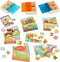 B. toys Pack o' Puzzles 3-Pack - Wooden Puzzle Box Set with 12 Puzzles: Pets, Dinos & Trucks for Kids 3 Years +