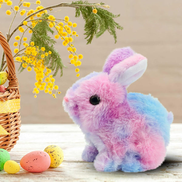 Easfan Walking Bunny Stuffed Animal, Interactive Jumping Rainbow Rabbit Talking Plush Toy for Kids Birthday Gifts, 7''