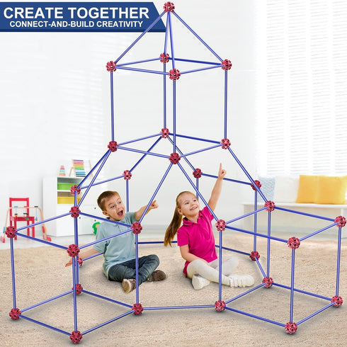 Fort Building Kits for Kids, 140 Pcs Creative STEM Construction Toys for Indoor & Outdoor Activity, Gifts for Ages 4-12