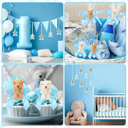 24 Remuuly Pcs Baby Shower Pacifier Necklaces with Plush Bears Its a Boy Acrylic Pacifier Necklaces for Guest Baby