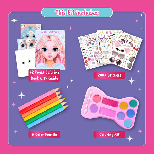 3 1 200+ 5,6,7,8. BSCOOL Make-up Artist. in Fun Makeup, Sticker, Coloring Kit, Includes Color Pencils, Makeup Palette