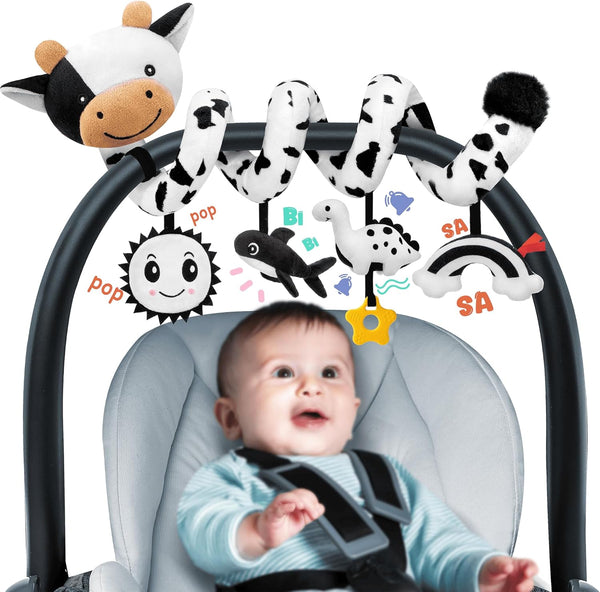 Spiral Car Seat Baby Toys 0-6 Months, Infant Carseat High Contrast Sensory