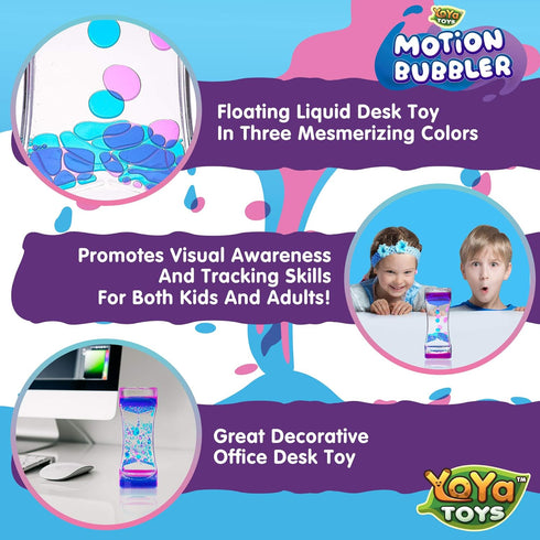 YoYa Toys Liquimo - Liquid Motion Bubbler 1 Pack, Sensory Fidget Toy for Kids & Adults, Hourglass Bubble Timer