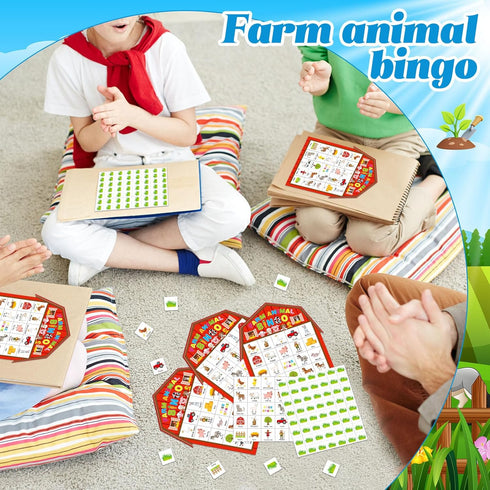 Liliful 35 Pcs Farm Party Bingo Game, Barnyard Birthday Bingo Cards for Kids, Adults, and Family Activities