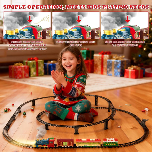 Set Set Set 3 4 5 6 7 8+ Train - Train Toys for Boys with Smokes, Lights and Sound, Toy Train for Under Christmas Tree