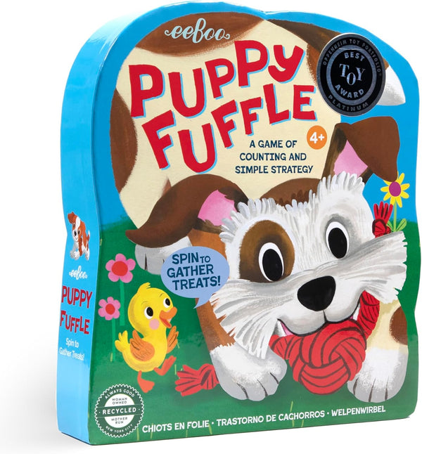 eeBoo Puppy Fuffle Game, Counting & Simple Strategy, Kids Spinner Board Game, Ages 4+, 2-4 Players