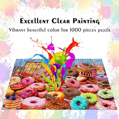 HUADADA 1000 Piece Jigsaw Puzzles for Adults, Donuts Interlock Perfectly, Home Decor Birthday Party Gift