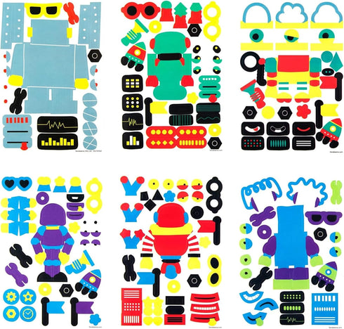 700+ 3+ 24 6 Make Your Own Robot Stickers for Kids - Sticker Sheets | Birthday Party Favors & Craft Activity