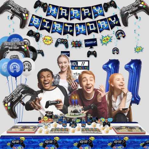 Video Game Party Decorations - 11th Birthday Decorations for Boys, HAPPY BIRTHDAY Banner, Video Game Balloons, Gaming