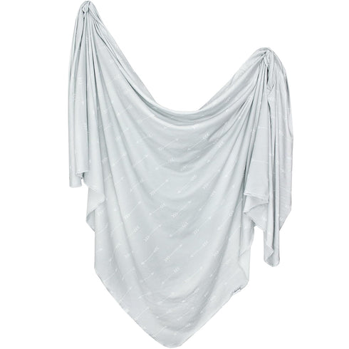 Copper Pearl Large Premium Knit Baby Swaddle Receiving Blanket Grey and White