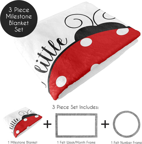 Sweet Jojo Designs Little Ladybug Girl Milestone Blanket Monthly Newborn First Year Growth Mat Baby Shower Memory