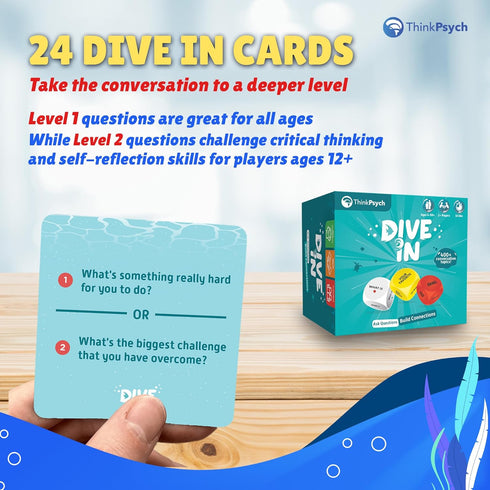 Dive in - 400+ Family Conversation Starters Game, Dice & Cards for Ages 6-99, Best Family Games