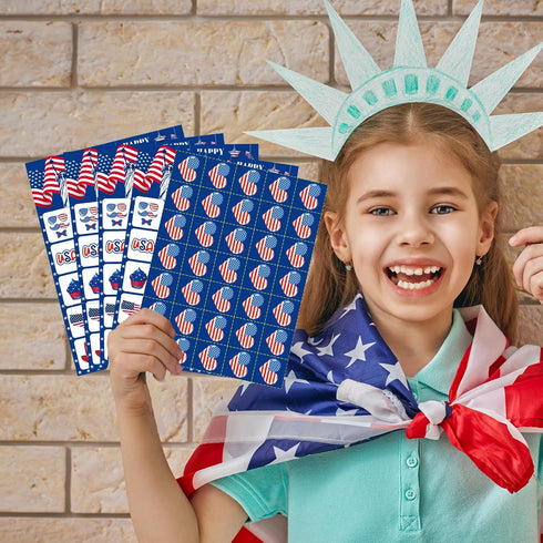 4th of July Bingo Cards - 24PCS Red White and Blue Cards for Kids and Adults Patriotic Activities
