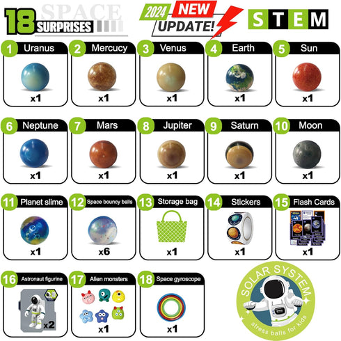 Set 3-5-8-10 Solar System Planets Toys for Kids, STEM Educational Sensory Toys for Autistic Children Non-Toxic, Space