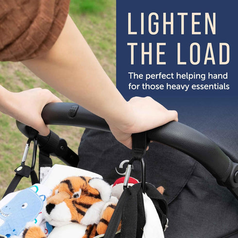 Maplefield Baby Stroller Hooks with Large Carabiner Clip, 4 Pack for Organizing Diaper Bags and Purses