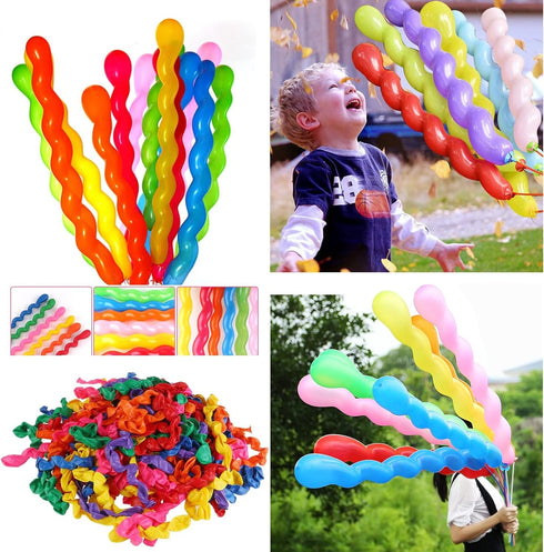 100Pcs 40 Inches Latex Spiral Balloons for Birthday Party, Assorted for Boys and Girls