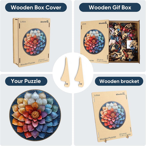 500 16.7x16.7 Qiuenisray Wooden Puzzles for Adults Pieces, Mandala Flower Jigsaw Puzzles, Beautiful Wall Decor, FSC