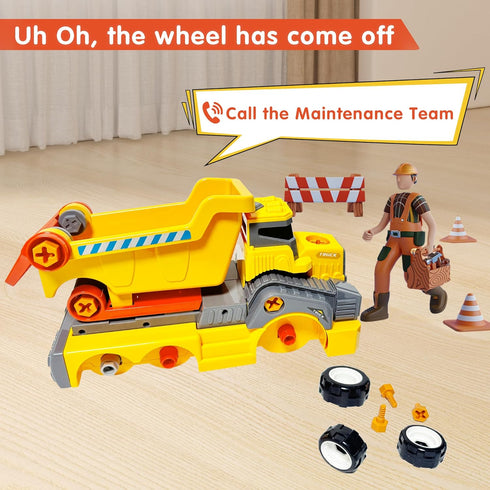 11inches 3-5 6-8 Set Large Take Apart Construction Toys Dump Trucks for Boys Girls Kids Year Old Electric Drill