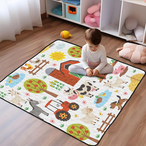 GOODOLD 50x50 Inch Farm Animals Baby Play Mat One-Piece Soft Crawling Mat Waterproof Playmat with Non-Slip Bottom