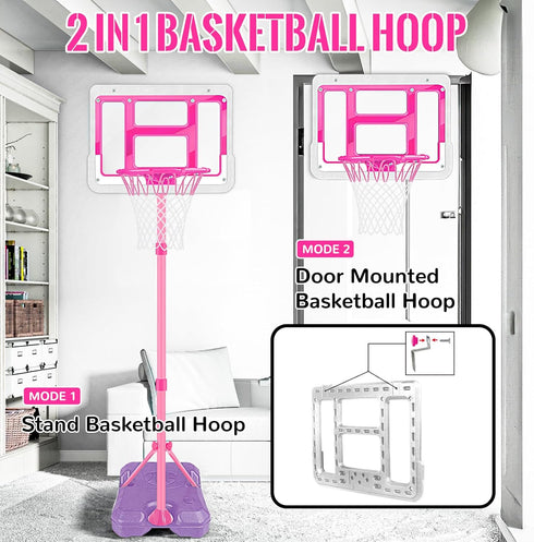 Kids Basketball Hoop with Stand - Adjustable Basketball Set for Boys Age 3-8, Indoor Outdoor Sport Game Gifts