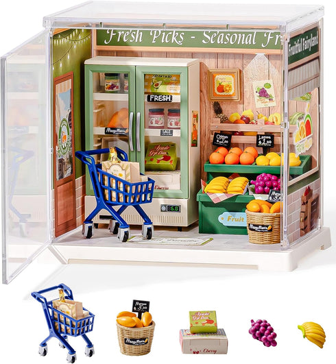 Rolife Super Creator Mini Series Fruits Shop, DIY Plastic Miniature Kits Retail