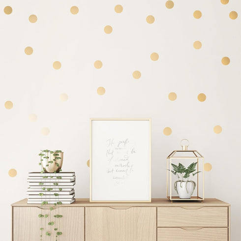 Easy Peel + Stick Gold Wall Decal Dots, 2 Inch (100 Decals) - Safe on Walls & Paint, Metallic Vinyl Polka Dot Decor