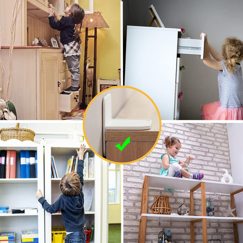 kulusion 4 Packs Adhesive Furniture Anchors No Drill, Anti Tip Furniture Wall Anchors for Baby Proofing, Secure