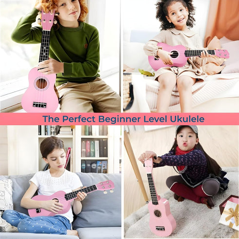Kids Guitar Acoustic, Jakeloo 21 Inch Wooden Guitar for Toddler Musical Toy Instruments, Ideal for 3-9 Year Olds (Pink)