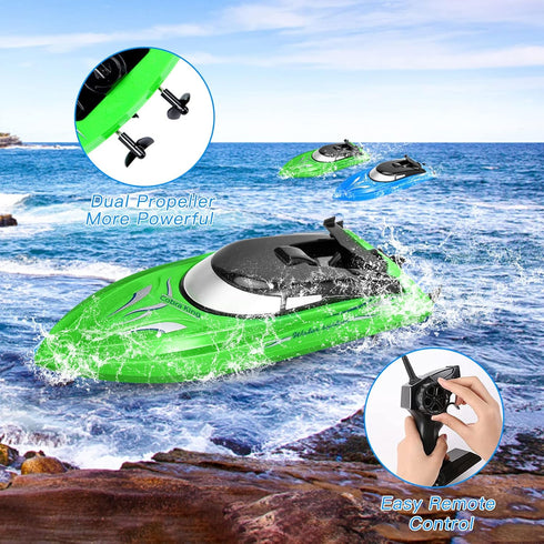 2PACK Adults,10km/H 2.4G 4 Lumiparty RC Boat,Remote Control Boats for Kids and High Speed Remote Control Boat, Fast RC
